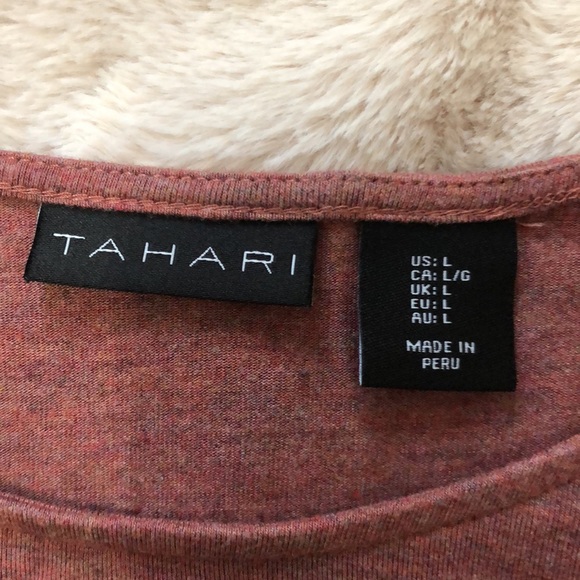 NWOT Tahari Women’s Scoop Neck Top, Cap Sleeve, Large, Heathered Clay - Picture 6 of 7